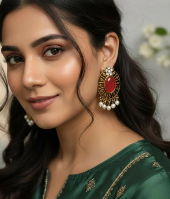 Avnee's Antique Stone & Pearl Drop Earrings Combo 4 Pairs