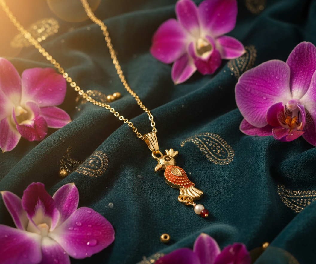 Avnee's Bird Design Pendant With Chain