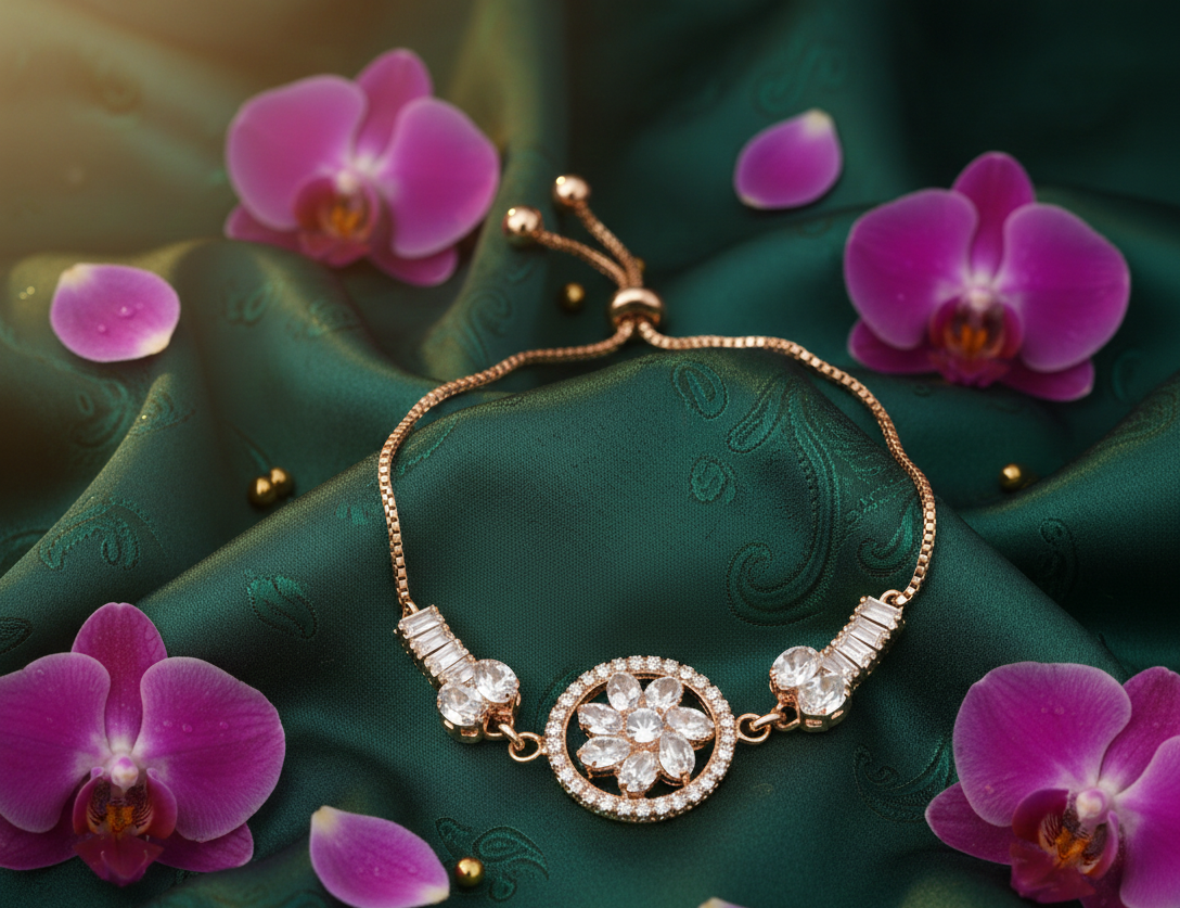 Avnee's Floral CZ Adjustable Bracelet