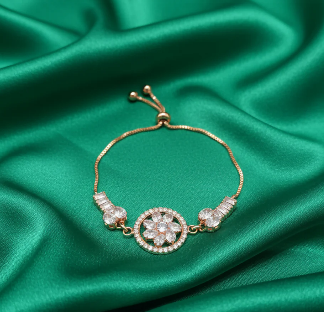 Avnee's Floral CZ Adjustable Bracelet