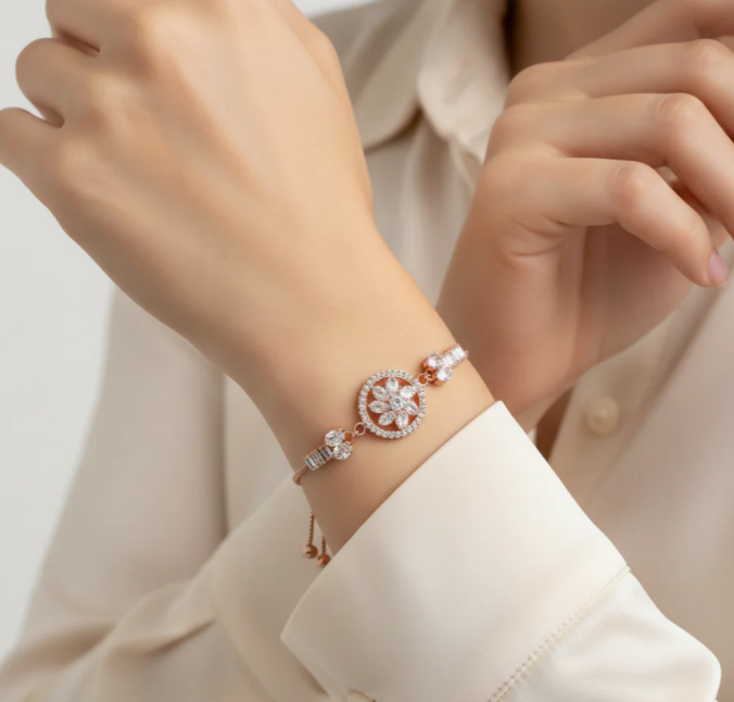 Avnee's Floral CZ Adjustable Bracelet