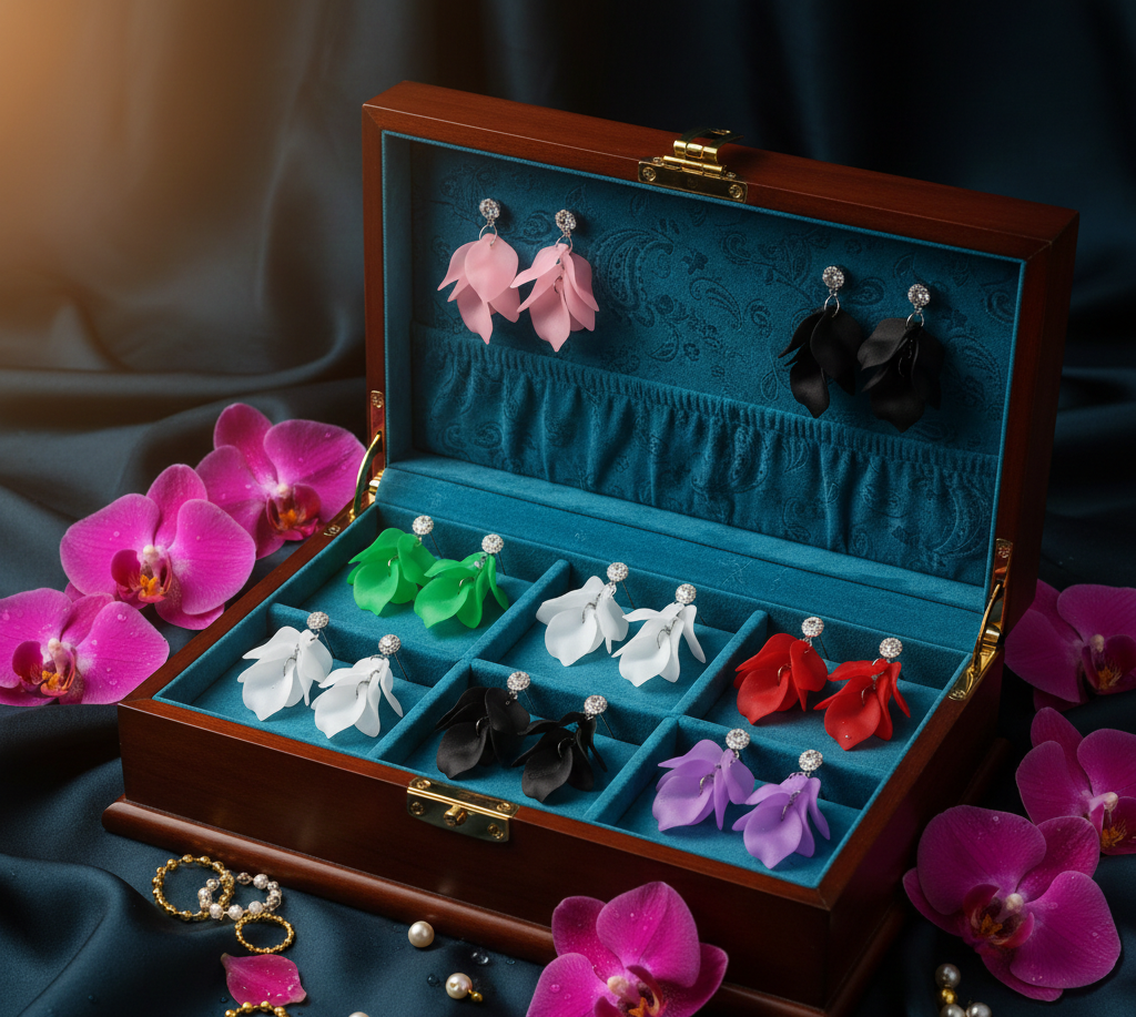 Avnee's Floral Petal Drop Earrings With Stud Pack Of