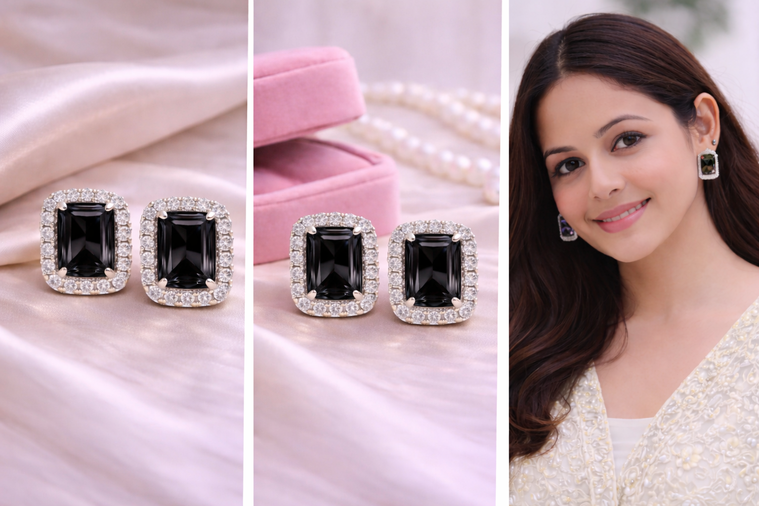 Avnee's Rectangular Artificial Stone Stud Earrings