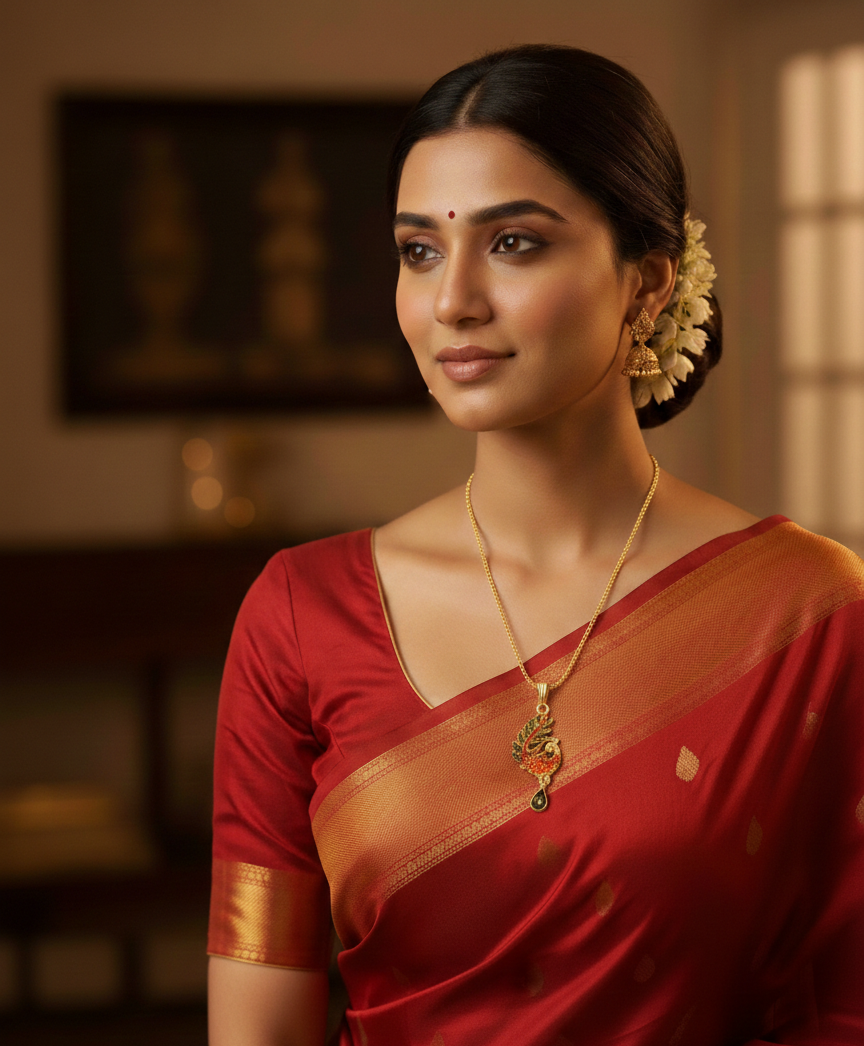 Avnee's Swan Design Gold Plated Pendant With Chain